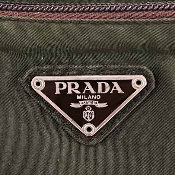 COPY - Authentic Prada Zippered Tote 12 X 14 In Dark Green & Dark Brown Straps - Picture 5 of 13